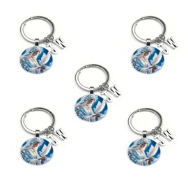 FFILL 5 Pack JWORG Keychain,Religious Glass Dome Keychain with Dove Design, Initial Charms.