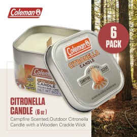 Coleman Campfire Scented Citronella Candle with Wooden Crackle Wick, Campfire
