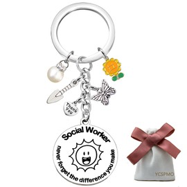 Social Worker Gifts Social Work Month Keychain Thank You Gift for Social Workers Gift Ideas for Retirement Graduation Birthday Christmas Gifts for MSW Coworker Boss Appreciation Presents Keyring