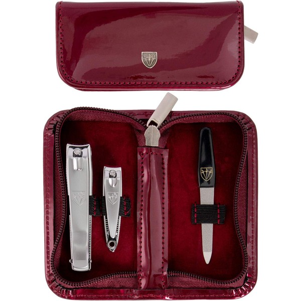 3 Swords Germany - brand quality 3 piece manicure pedicure grooming kit set for professional finger & toe nail care tool clipper fashion leather case in gift box, Made by 3 Swords (6233)