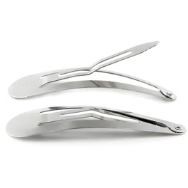 MAHAVIMOKSA 30pcs Large Size Barrettes Women Metal Snap Hair Clips for DIY Craft (80mm/3.15", Silver-Teardrop Shape)