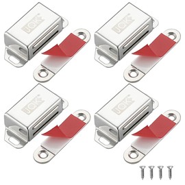 JQK Magnetic Cabinet Door Catch, Stainless Steel Closet Catches with Strong Magnetic, 1.2mm Thickness Furniture Latch 30 lbs (Pack of 4), CC101-P4