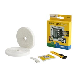 Schellenberg 50029 Plus Mounting Tape for Fly Screen Windows Made of Polyester, Fibreglass and Aluminium Fabric, Tape Length 5.6 m, Includes Mounting Accessories, White