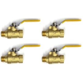 Lead-Free Forged Brass Air Compressor In-Line Ball Shut Off Valve, Quarter Turn, 1/4" Male NPT (MNPT) X 1/4" Female NPT (FNPT) Qty: 1