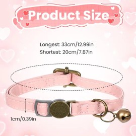 Collar Cuero Gato Con Campana Ajustable Rosa