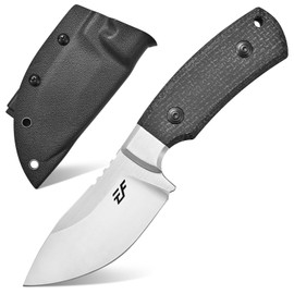 Eafengrow EF160 Fixed Blade Knife AEB-L Steel Blade Micarta &Steel Head Handle Full Tang Compact EDC Fix Knifes for Camping Hunting Survival(Black)