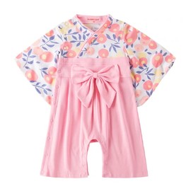 SZCQ Baby Girl Kimono Romper Japanese Costumes Hakama Coverall Infant Samurai Outfits Light Pink M(12-18M)