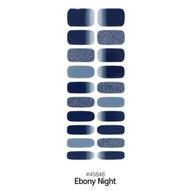 Laflare Gel Glossy Nail Strips, Self Adhesive Gel Nail Art Decals Polish Stickers with 20 Pcs Double-End Strips Glitter False Nails Including Trimming File (R45848 - Ebony Night)