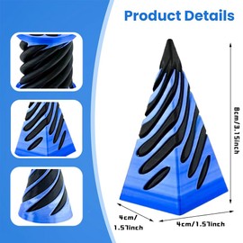 REYOK 3PCS Blue Impossible Cone Pyramid,Spiral Cone Fidget Toy,3D Printed Tidget Toy,Cone Fidget Toy,Pyramid Passthrough Sculpture,Blue Impossible Pyramid,Desktop Decoration for Home Office Desk