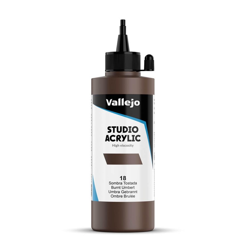 Vallejo : Studio Acrylic Paint : 200ml : Burnt Umber