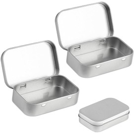 LPMXYW 2 PCS Small Storage Box with Lid Rectangular Small Tin Boxes Metal Box with Lid Small Tin Box for Home Storage Candy Earring Coin Organizer Mini Portable Box(Silvery