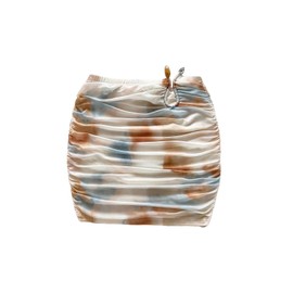 Floerns Women's Summer Mini Skirt Elastic Waist Ruched Ring Linked Boho Mini Skirts Blue White Apricot Small