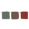 Creative Co-Op Cotton Crocheted, 3 Colors Pot Holders, 8" L