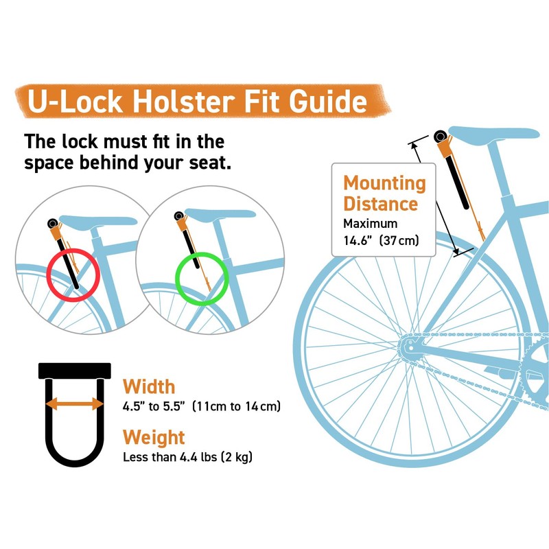U-Lock Holster for Kryptonite Bicycle Locks; Leather D-Lock Holder for