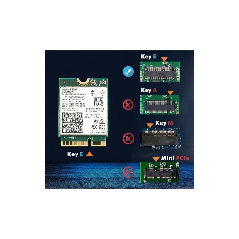 Intel Wi-Fi 7 BE200NGW 802.11BE 9300Mbps WiFi Card Bluetooth 5.4