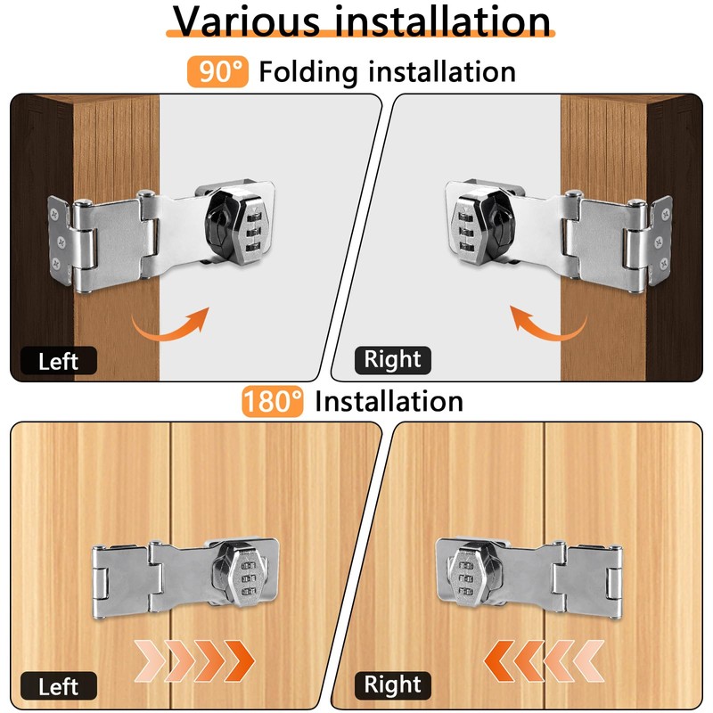 1PC Password Hasp Locks, 90-180 Degree Cabinet Password Locks Fold