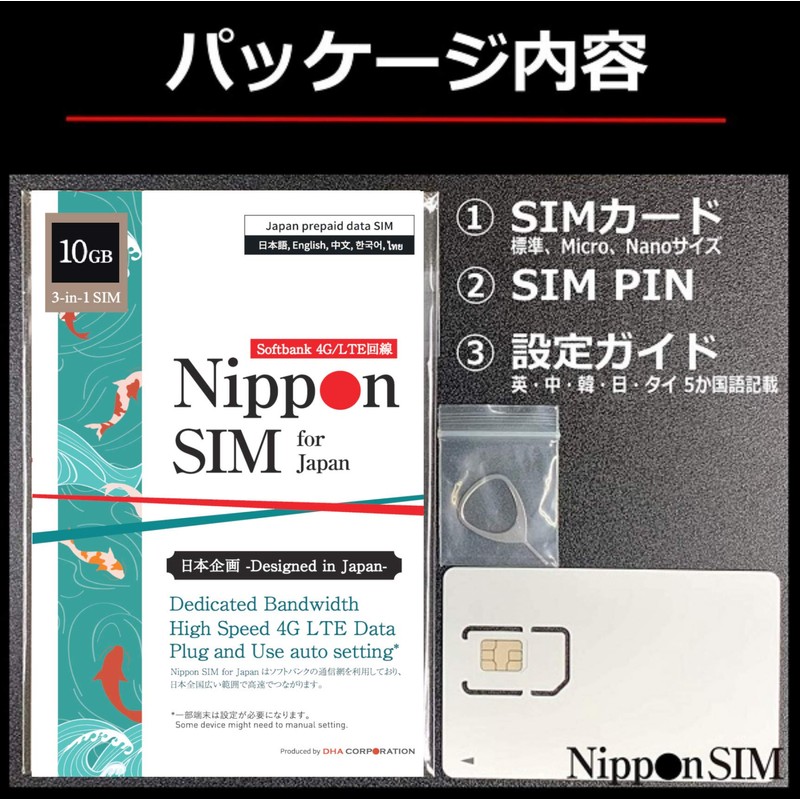Nippon SIM for Japan Genuine Softbank 10GB 3-in-1 (Standard/Micro/Nano) Data
