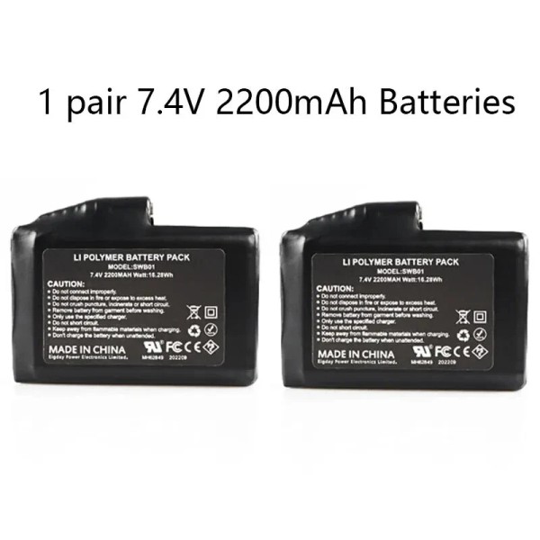 SAVIOR HEAT 1 Pair 7.4V,2200MAH Rechargeable Battery For Heated Gloves