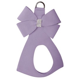 Susan Lanci Designs Premium Ultrasuede Nouveau Bow Step in Harness for Dogs and Pets, French Lavender, S/M