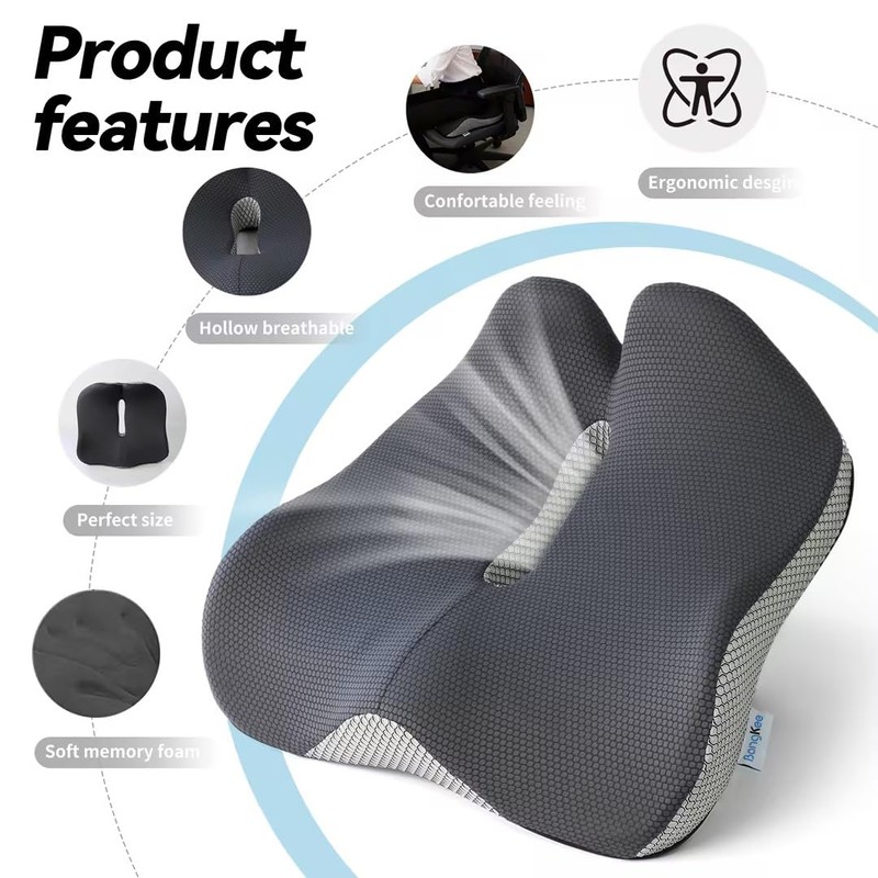 18x16.5 Inch Memory Foam Seat Cushion for Office Chair, Contoured