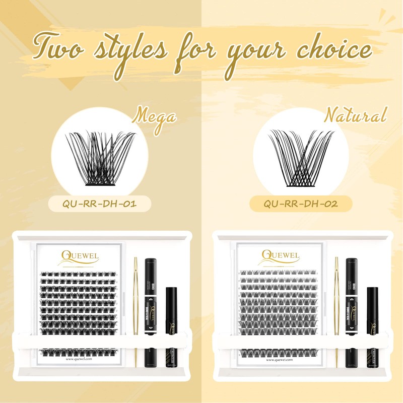 QUEWEL Eyelash Cluster, 144 Pieces DIY Eyelash Extensions Kit, Super