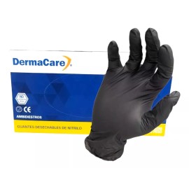 Derma Care Guante Nitrilo Desechable Color Negro Talla M Caja C/ 100 Pz