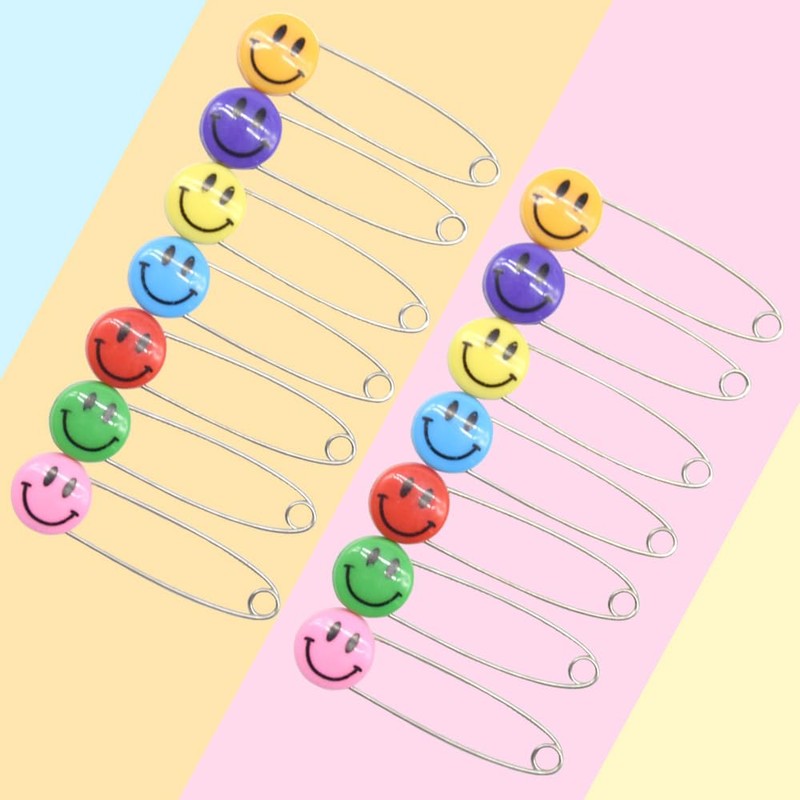 Ruidee 30 Pcs Diaper Pins Cute Smile Face Nappy Pins