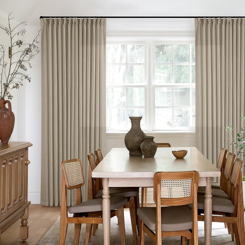 Pleated Linen Curtains 90 Inches Long for Living Room Pinch