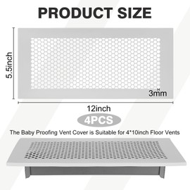 VIHOSE 4 Pcs Baby Proofing Vent Covers for 4 x 10 Inch Floor Registers Silicone Air Vent Covers Protective Child Proof Vent Covers for Home Floor Wall Ceiling Air Vent Deflector Cover, Gray