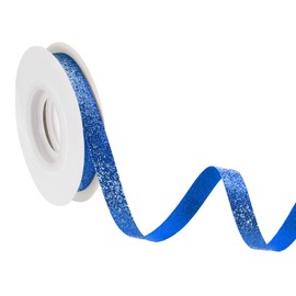 sourcing map 3/8" x 10 Yards Sparkle Ribbons, Wreath Crafts Cut Edge Ribbon, Sparkling Fabric Ribbon for Bow Making, Gift Wrapping, Festival Wedding Party Decoration, Dark Blue