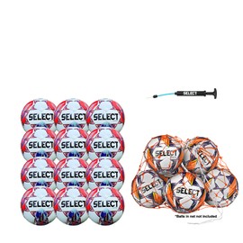 Select Mini Skills Soccer Ball, 12-Ball Pack with Ball net and Hand Pump, Super Mini V24