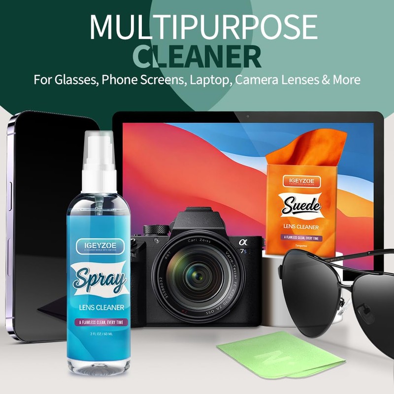 Eyeglass Lens Cleaner Spray Kit - (2x2oz) Glasses Cleaner Bottle