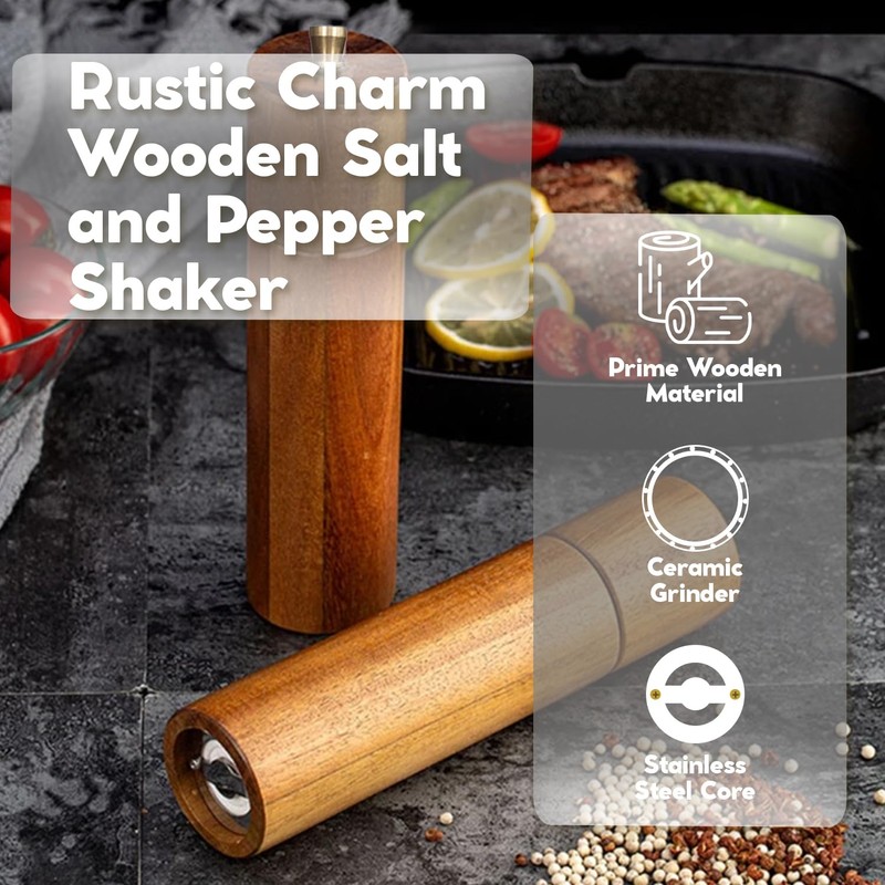 N NELIT Premium Wood Salt and Pepper Grinder Set -