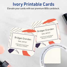 Avery Printable Square Rounded Corner Business Cards, Sure Feed Technology, 2-1/2" x 2-1/2", Matte Ivory Cardstock, Print-to-the-Edge, Laser/Inkjet, 90 Total