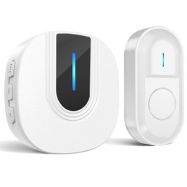 SURFOU Wireless Doorbell Outdoor Waterproof Bell Front Door Bell Wireless with 300 m Range, LED Flashing, 55 Loud Melodies, 5 Volume Levels, White