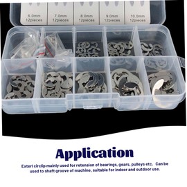 120PCS Retaining Rings 304 Stainless Steel 10 Sizes E Clip Assortment Kit Circlip Easy to Use E Clip Tool Used for Retension of Bearings Gears Pulleys