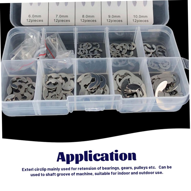 120PCS Retaining Rings 304 Stainless Steel 10 Sizes E Clip