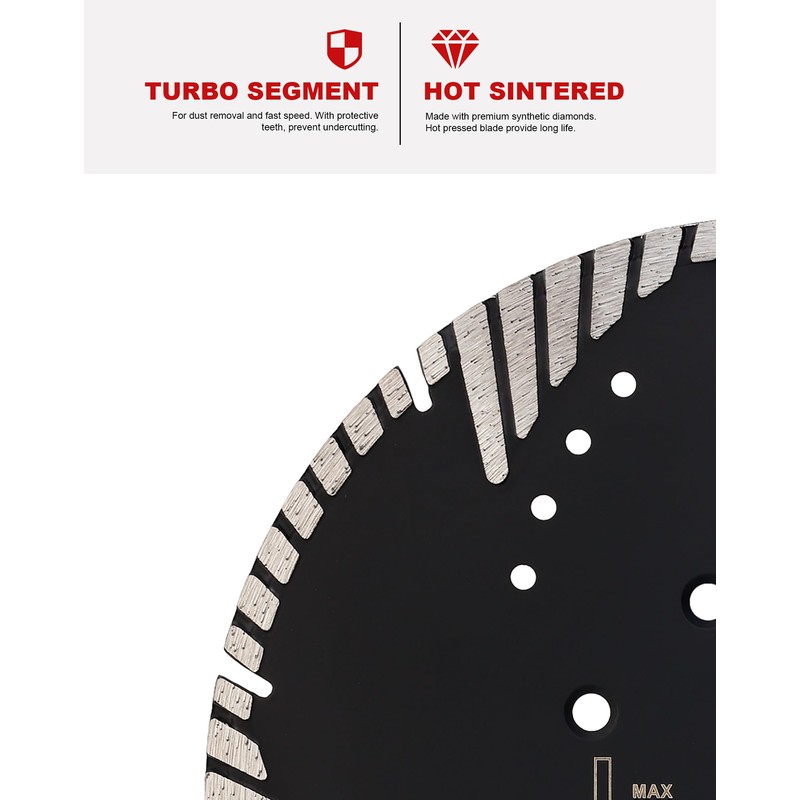 Casaverde 9" Turbo Diamond Blade,Granite Cutting Blade Dry Cutting for