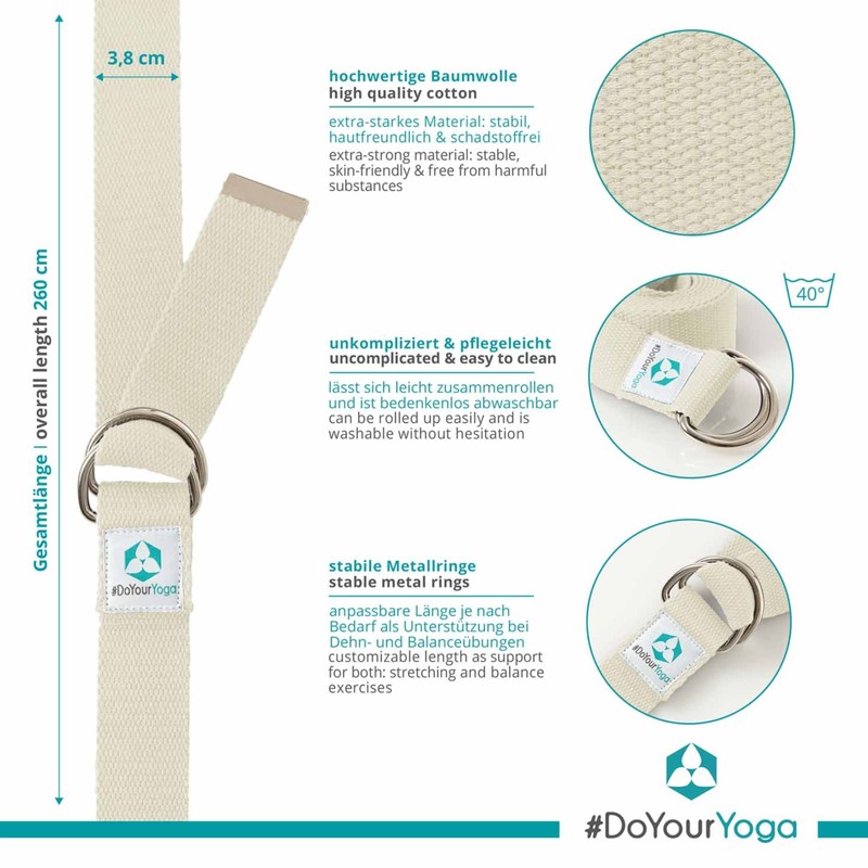 Madira Yoga Belt/Yoga Strap/Yoga Belt Strap 100% Cotton Sturdy Metal