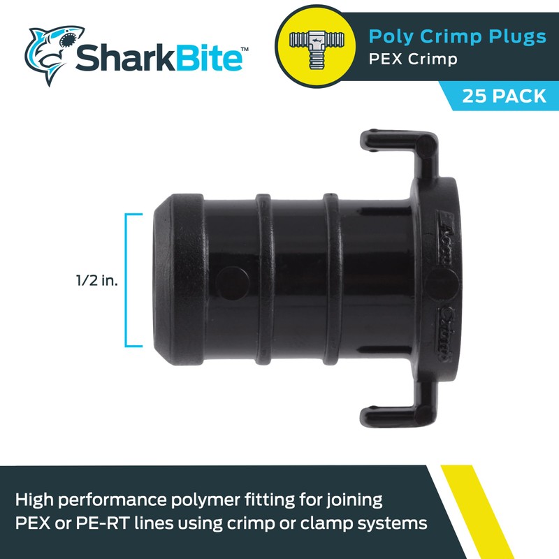 SharkBite 1/2 Inch Poly Crimp Plug, Pack of 25, PEX