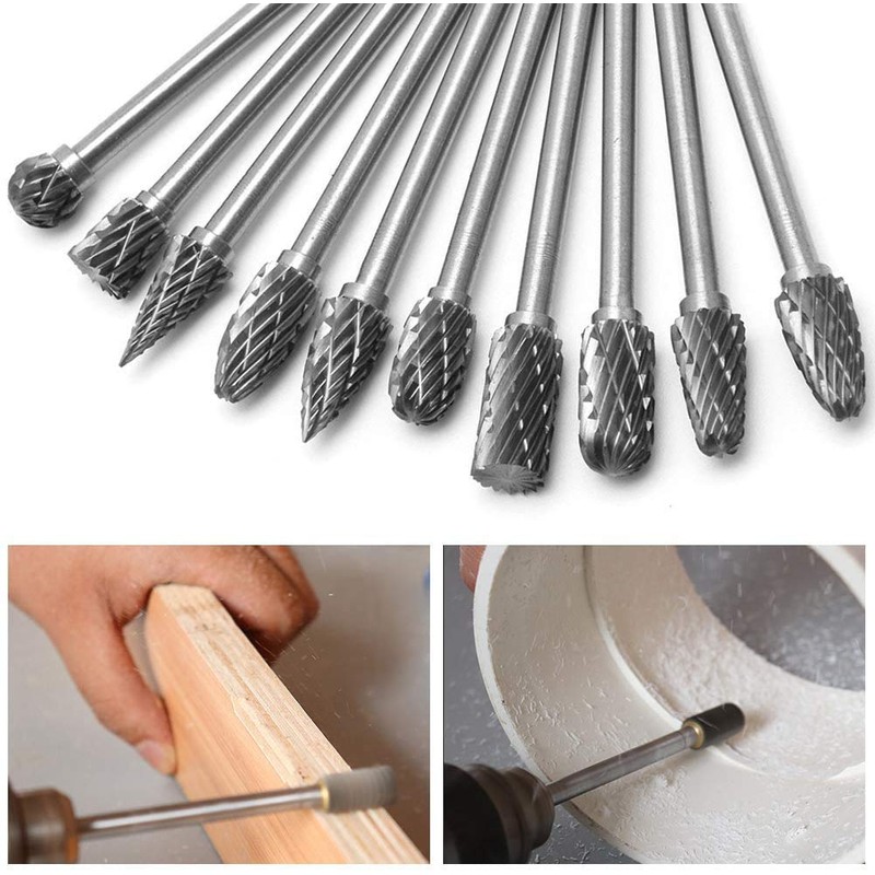 Bestgle 10pcs 3 mm (1/8 Inch) Shank Tungsten Carbide Double