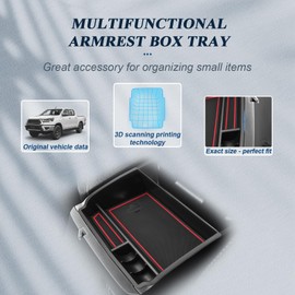 BIBIBO Storage Box for Toyota Hilux AN120 AN130 2016-2024, Centre Console Organiser with Non-Slip Mat, Armrest Storage Box, Glove Box, Toyota Hilux Accessories