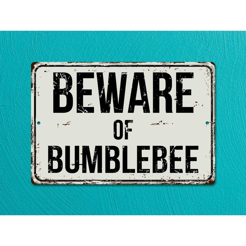 Deerts 188VS Beware of Bumblebee - Cartel de aluminio retro