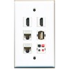 RiteAV - 2 HDMI 1 Port USB A-A 2 Port Cat5e Ethernet White 1 Port Speaker Wall Plate