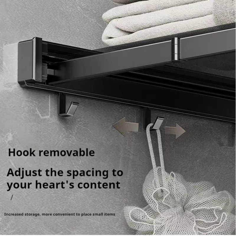 23.6in Width Retractable Clothes Drying Rack with Template, Wall Mounted