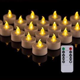 PUNPUBA LED Tea Light Remote ControlCandles,Flickering Flameless LED Candle,Long Lasting 400+Hours,Battery Operated with Timer for Home Decoration Seasonal &Festival Celebration WarmYellow (24pcs)