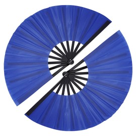 BENECREAT 4 Pcs Large Folding Hand Fan, Dark Blue Folding Decorative Hand Fan, Chinese Kung Fu Fan for Wedding Party Dancing DIY Decoration Martial Arts Performance