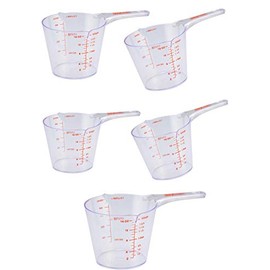 5 Betty Crocker Plastic Measuring Cups, 16 oz. Sturdy plastic 2-cup capacity measuring cup has markings for cups, ounces, liters, and milliliters for precise measurement of ingredients