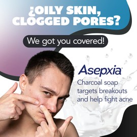 Asepxia Salicylic Acid & Activated Charcoal Bar Soap | Acne Treatment, Reduces Pimples & Blemishes, Deep Cleansing Facial Cleanser, Dries Out Acne, Prevents Breakouts, Face wash, 4 Oz, 1-Pack