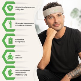 BACKLAxx® Acupressure Headband Against Migraines and Headaches. Acupuncture Headband, Head Massager with Pocket for Head Massager. Head Massager for Relaxation, Beauty Headband Natural